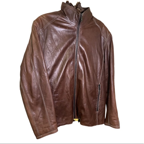 SOLD ! VTG ANDREW MARC Genuine Leather Rabbit Fur Thermolite Jacket - Picture 4 of 16